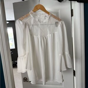 New York & Company White Lace Blouse